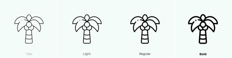 Palme Baum Symbol. dünn, Licht, regulär und Fett gedruckt Stil Design isoliert auf Weiß Hintergrund vektor