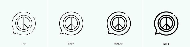 Frieden Symbol. dünn, Licht, regulär und Fett gedruckt Stil Design isoliert auf Weiß Hintergrund vektor