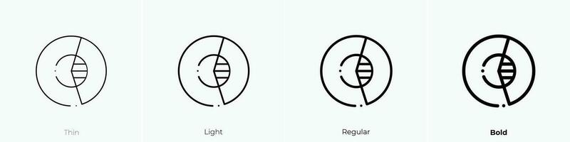 Kuchen Diagramm Symbol. dünn, Licht, regulär und Fett gedruckt Stil Design isoliert auf Weiß Hintergrund vektor