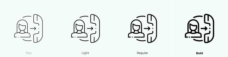 Telefon Anruf Symbol. dünn, Licht, regulär und Fett gedruckt Stil Design isoliert auf Weiß Hintergrund vektor