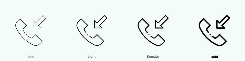 Telefon Anruf Symbol. dünn, Licht, regulär und Fett gedruckt Stil Design isoliert auf Weiß Hintergrund vektor