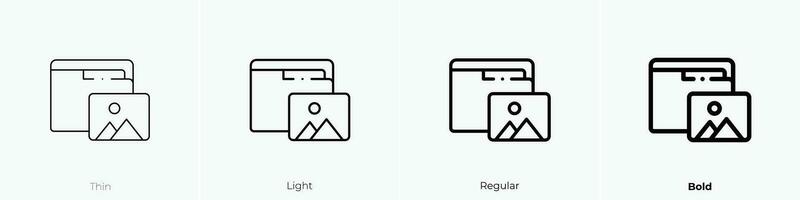 Fotos Symbol. dünn, Licht, regulär und Fett gedruckt Stil Design isoliert auf Weiß Hintergrund vektor