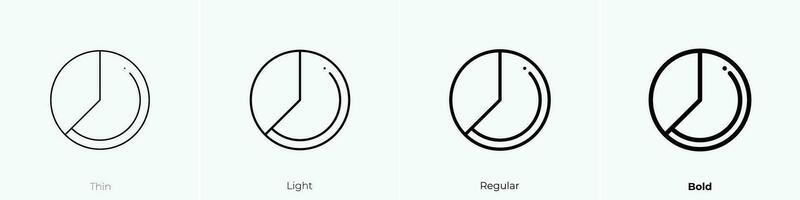 Kuchen Diagramm Symbol. dünn, Licht, regulär und Fett gedruckt Stil Design isoliert auf Weiß Hintergrund vektor