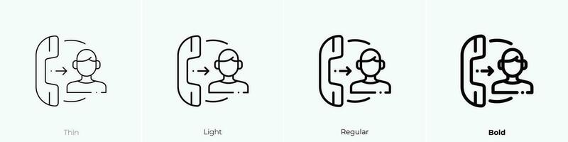 Telefon Anruf Symbol. dünn, Licht, regulär und Fett gedruckt Stil Design isoliert auf Weiß Hintergrund vektor