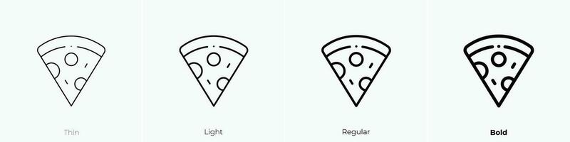 Pizza Scheibe Symbol. dünn, Licht, regulär und Fett gedruckt Stil Design isoliert auf Weiß Hintergrund vektor