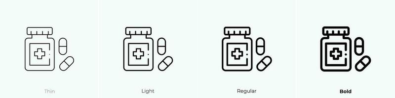 Tabletten Symbol. dünn, Licht, regulär und Fett gedruckt Stil Design isoliert auf Weiß Hintergrund vektor