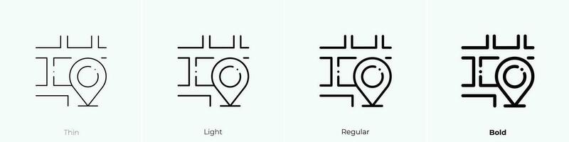 Platz Symbol. dünn, Licht, regulär und Fett gedruckt Stil Design isoliert auf Weiß Hintergrund vektor