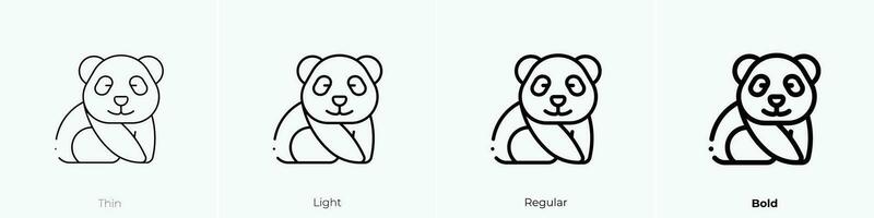 Panda Symbol. dünn, Licht, regulär und Fett gedruckt Stil Design isoliert auf Weiß Hintergrund vektor