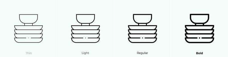 Platten Symbol. dünn, Licht, regulär und Fett gedruckt Stil Design isoliert auf Weiß Hintergrund vektor