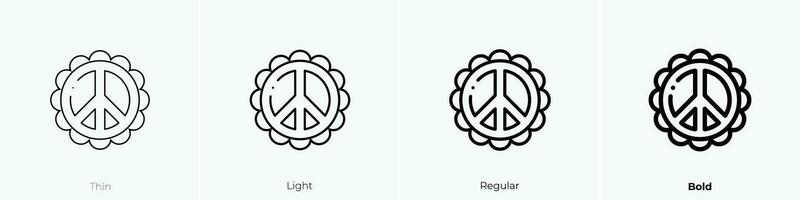 Frieden Symbol Symbol. dünn, Licht, regulär und Fett gedruckt Stil Design isoliert auf Weiß Hintergrund vektor