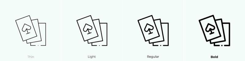 spielen Karten Symbol. dünn, Licht, regulär und Fett gedruckt Stil Design isoliert auf Weiß Hintergrund vektor