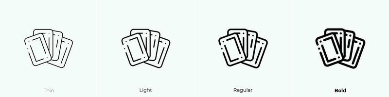 spielen Karte Symbol. dünn, Licht, regulär und Fett gedruckt Stil Design isoliert auf Weiß Hintergrund vektor
