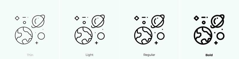 planeter ikon. tunn, ljus, regelbunden och djärv stil design isolerat på vit bakgrund vektor