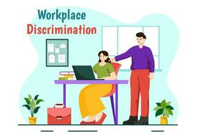 Arbeitsplatz Diskriminierung Vektor Design Illustration von Mitarbeiter mit Sexual- Belästigung und deaktiviert Person zum gleich Beschäftigung Gelegenheit