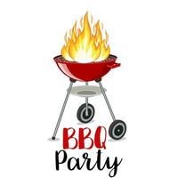 Grill Party Banner Grill mit Feuer vektor