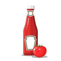 Glas Flasche von traditionell Tomate Ketchup. vektor