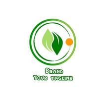 logotyp för handla om de gå grön med blad elemen och cirkel vektor