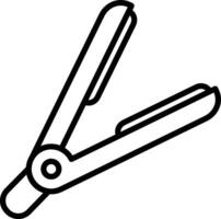 Haar Glätteisen Gliederung Vektor Illustration Symbol