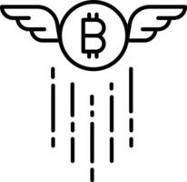 Bitcoin fliegen Flügel Gliederung Vektor Illustration Symbol
