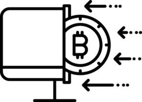 Bitcoin Computer Gliederung Vektor Illustration Symbol