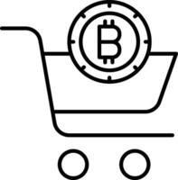 bitcoin handla vagn översikt vektor illustration ikon