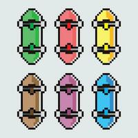 pixel skateboard uppsättning vektor illustration