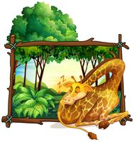 Holzrahmen mit Giraffe im Dschungel vektor
