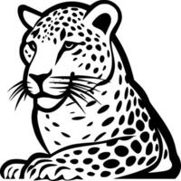 leopard - svart och vit isolerat ikon - vektor illustration