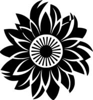 blomma - svart och vit isolerat ikon - vektor illustration