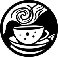 kaffe - svart och vit isolerat ikon - vektor illustration