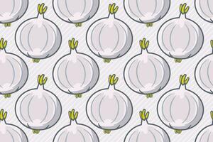 Knoblauch Gemüse nahtlos Muster Vektor Illustration