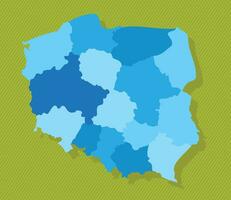 Polen Karte mit Regionen Blau politisch Karte Grün Hintergrund Vektor Illustration