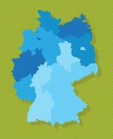 Deutschland Karte mit Regionen Blau politisch Karte Grün Hintergrund Vektor Illustration