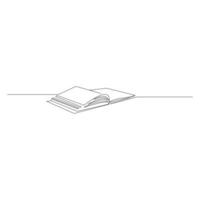bok kontinuerlig ett linje teckning. öppen bok med flygande sidor. vektor illustration
