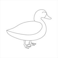 en Anka kontinuerlig enda linje teckning vektor illustration. kontinuerlig översikt av djur- fågel ikon.