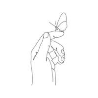 Schmetterling im Hand kontinuierlich einer Linie Zeichnung. Vektor Illustration von verschiedene Insekt Formen im modisch Gliederung Stil
