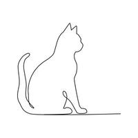 kontinuerlig ett linje teckning katt. kattunge katt enda linje konst vektor illustration