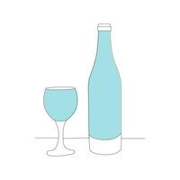 Flasche und Brille kontinuierlich einer Linie Kunst. modisch Stil Design Vektor Illustration