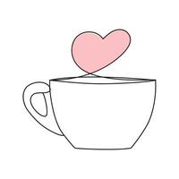 Kaffee Tasse kontinuierlich einer Linie Zeichnung. Linie kontinuierlich Zeichnung. Vektor Illustration