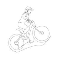 Fahrrad Single kontinuierlich Linie Zeichnung . modisch einer Linie zeichnen Design Vektor Illustration