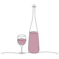 Flasche und Brille kontinuierlich einer Linie Kunst. modisch Stil Design Vektor Illustration