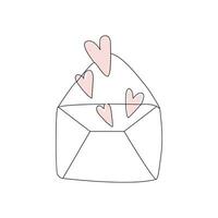 Briefumschlag Brief kontinuierlich einer Linie Zeichnung. Email Botschaft Post Brief senden Illustration skizzieren Gliederung vektor