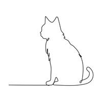 kontinuerlig ett linje teckning katt. kattunge katt enda linje konst vektor illustration