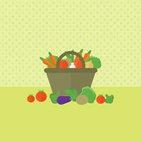 ein Korb oder Tasche mit verschiedene Gemüse auf das Küche Tabelle vektor