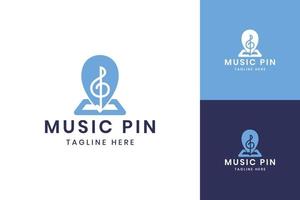 Musik-Pin Negativraum-Logo-Design vektor