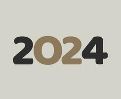 glücklich Neu Jahr 2024 abstrakt braun und schwarz Grafik Design Vektor Logo Symbol Illustration mit grau Hintergrund