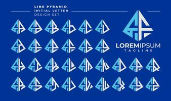 linje abstrakt pyramid första brev f ff logotyp design uppsättning vektor