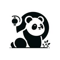 einfach Panda Logo silhouettiert Vektor Symbol Illustration