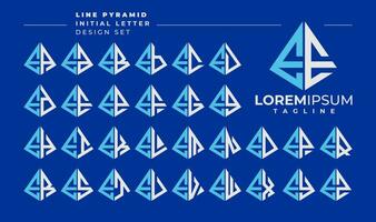 linje abstrakt pyramid första brev e ee logotyp design uppsättning vektor