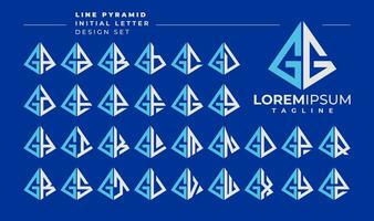 linje abstrakt pyramid första brev g gg logotyp design uppsättning vektor